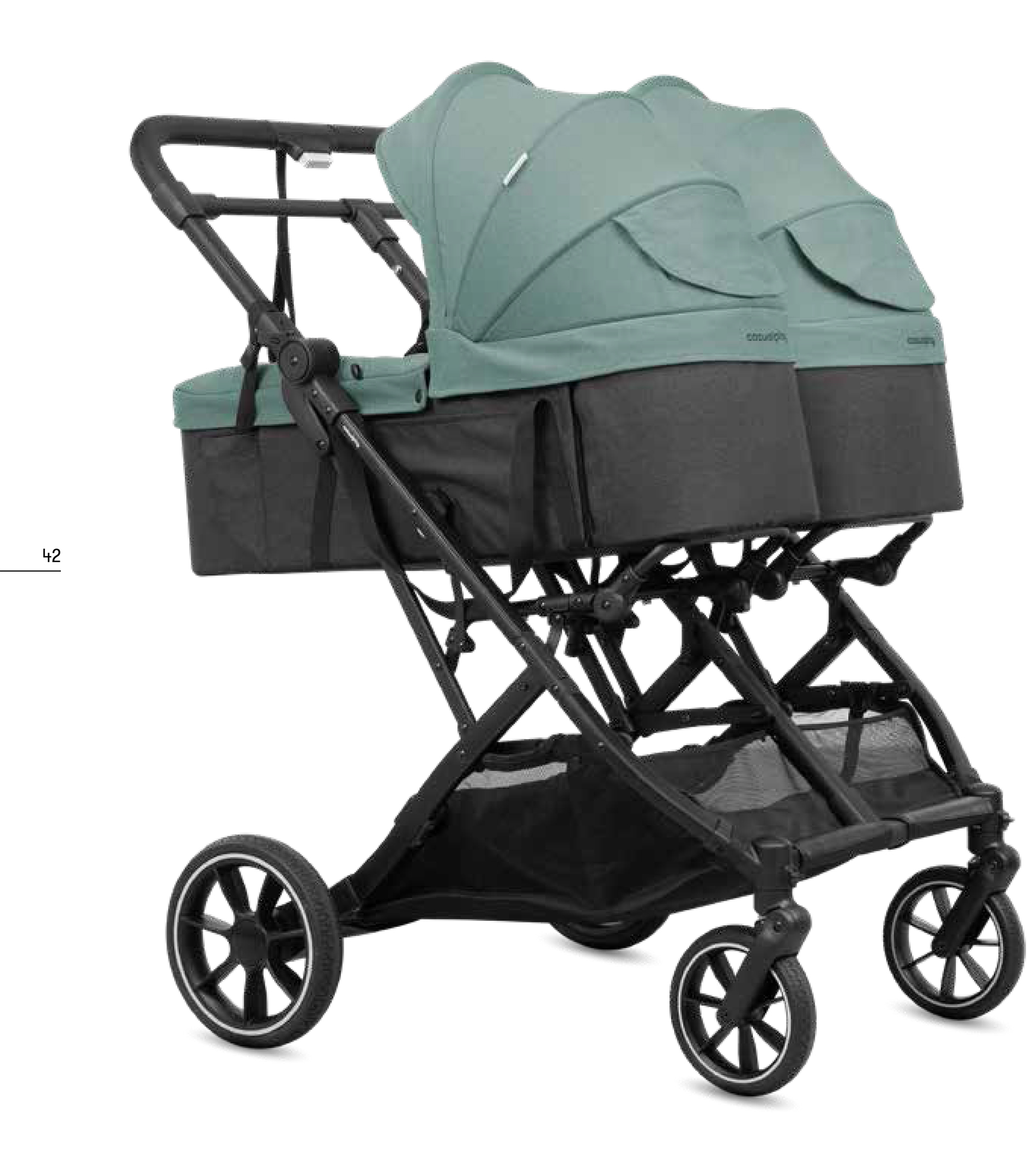 Coche gemelar TOUR TWIN MAX con 2 capazos GREEN SEA